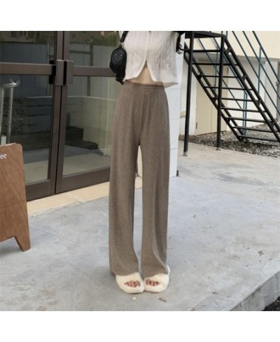 Casual Solid Color Pants Women Chic Pantalones Mujer Summer Chic Gentle Trousers Straight Knitted 4 Colors Ulzzang Office $22...