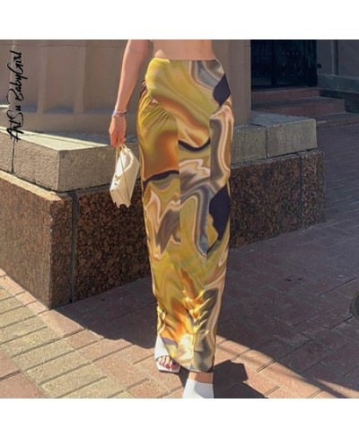 Yellow Pencil Skirt Women Y2k Fashion Long Skirts Streetwear Outfits Summer Printed Vintage Clothes High Waist Skirts for Wom...