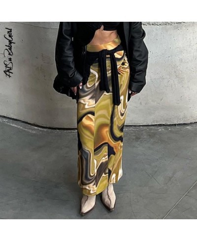 Yellow Pencil Skirt Women Y2k Fashion Long Skirts Streetwear Outfits Summer Printed Vintage Clothes High Waist Skirts for Wom...