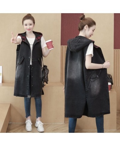 2022 New Long Denim Vest Women Sleeveless Hooded Waistcoat Jeans Jackets Coats Female Korean Denim Vests Women Windbreaker To...