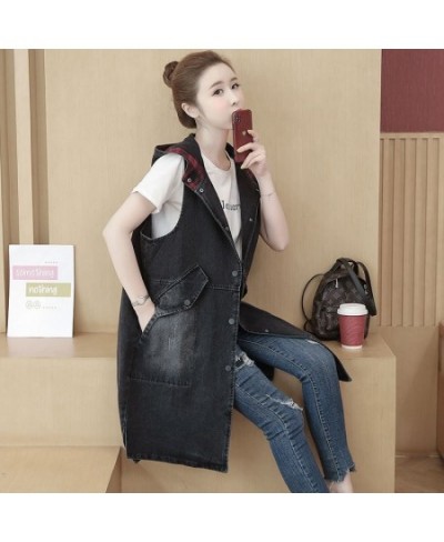 2022 New Long Denim Vest Women Sleeveless Hooded Waistcoat Jeans Jackets Coats Female Korean Denim Vests Women Windbreaker To...