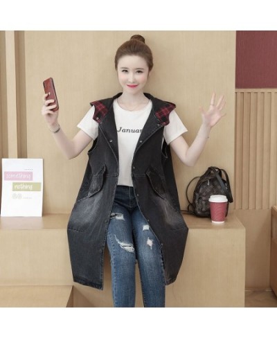 2022 New Long Denim Vest Women Sleeveless Hooded Waistcoat Jeans Jackets Coats Female Korean Denim Vests Women Windbreaker To...