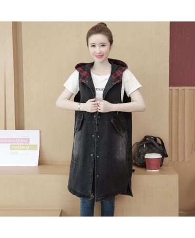 2022 New Long Denim Vest Women Sleeveless Hooded Waistcoat Jeans Jackets Coats Female Korean Denim Vests Women Windbreaker To...