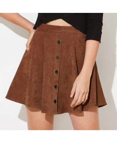 Autumn Winter Corduroy Skirt Women Fashion High Waist Single Breasting Streetwear Casual A-line Skirts 2022 $32.17 - Skirts