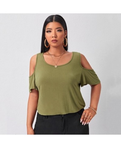 Plus Size Cold Shoulder Elegant Summer Top Women Short Flare Sleeve Off-shoulder Casual Blouse Large Size T-shirt Tee 7XL 8XL...