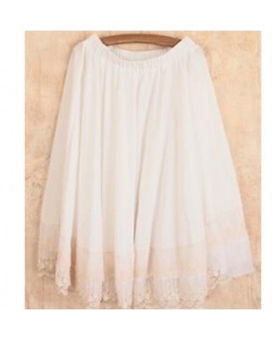 Japanese Mori Girl Multi Layer Lace Cotton Skirt Women White Fairy Embroidery Pleated Princess Underskirt Kawaii Skirt A285-1...