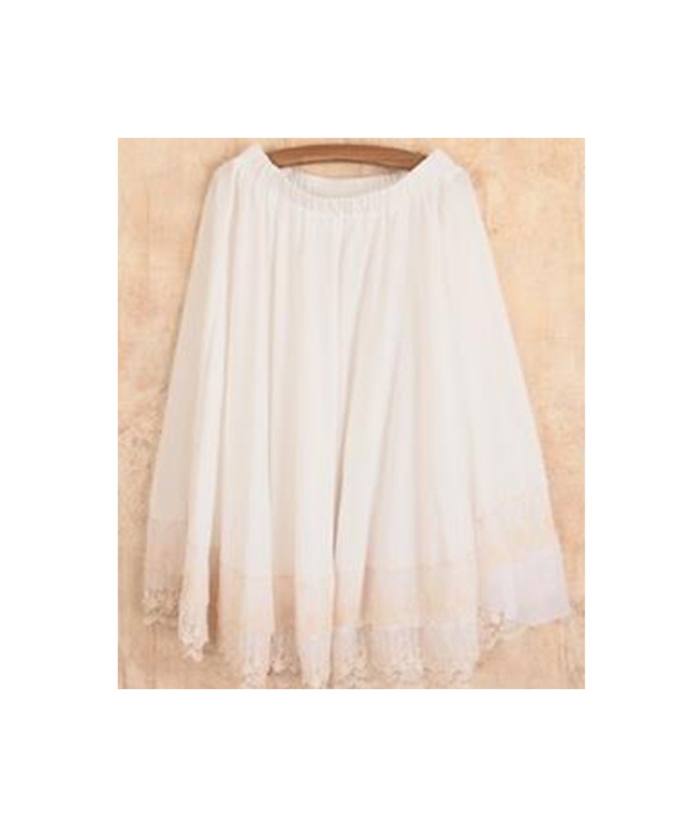 Japanese Mori Girl Multi Layer Lace Cotton Skirt Women White Fairy Embroidery Pleated Princess Underskirt Kawaii Skirt A285-1...