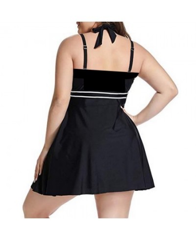 S-5XL Plus Size Two Piece Swimwear Women 2023 Sexy Halter Black Tankini Swimsuits with Shorts Beach Swim Wear Dress Bathing S...