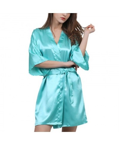 2022 Sexy Pajamas Women Silk Satin Kimono Robe Solid Color Bathrobe Bridesmaid Dressing Gown for Women Large Size Sleep Wear ...