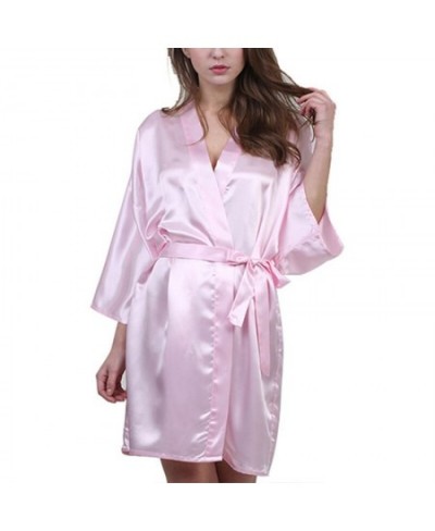 2022 Sexy Pajamas Women Silk Satin Kimono Robe Solid Color Bathrobe Bridesmaid Dressing Gown for Women Large Size Sleep Wear ...