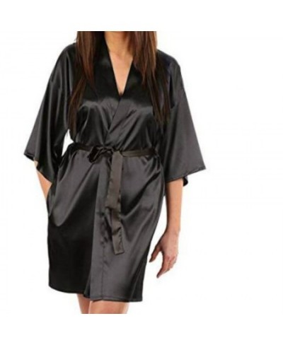 2022 Sexy Pajamas Women Silk Satin Kimono Robe Solid Color Bathrobe Bridesmaid Dressing Gown for Women Large Size Sleep Wear ...