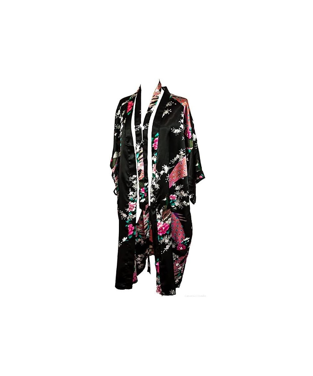 Sexy White Printed Female Mini Silk Robe Rayon Kimono Yukata Night Dress Gown Flower &Peacock S M L XL XXL XXXL A108 $20.55 -...