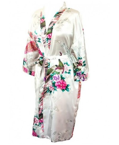 Sexy White Printed Female Mini Silk Robe Rayon Kimono Yukata Night Dress Gown Flower &Peacock S M L XL XXL XXXL A108 $20.55 -...