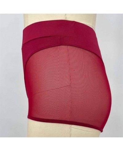 Women Sexy Shorts High Waist Workout Fitness Female Dance Shorts See-through Mesh Patchwork Mature Pole Dancing Clubwear $18....