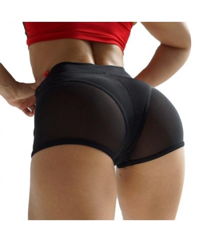 Women Sexy Shorts High Waist Workout Fitness Female Dance Shorts See-through Mesh Patchwork Mature Pole Dancing Clubwear $18....