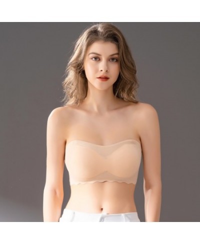 New Comfortable Underwear Women's Large Chest Shown Small Size Cover Invisible Strapless Non-slip Beautiful Thin Back $28.25 ...