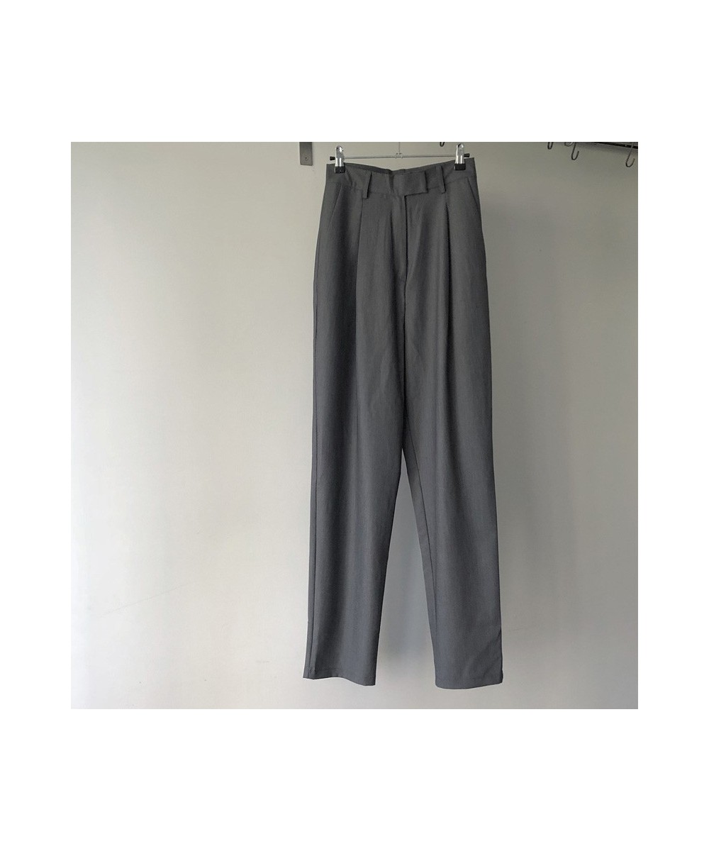 Spring and autumn women's casual solid color high waist loose wide-leg pants $72.91 - Bottoms