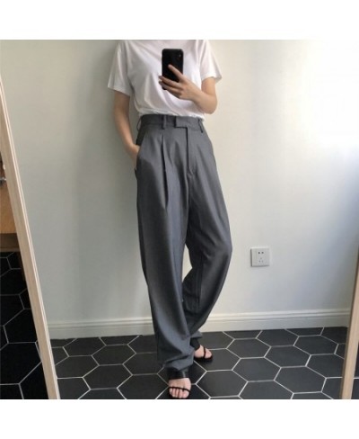 Spring and autumn women's casual solid color high waist loose wide-leg pants $72.91 - Bottoms