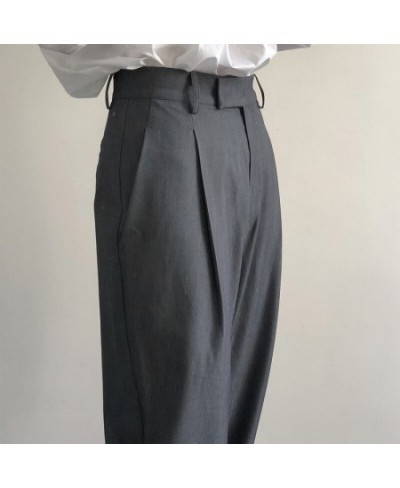 Spring and autumn women's casual solid color high waist loose wide-leg pants $72.91 - Bottoms