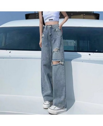 Gidyq Streetwear Ripped Jeans Women Fashion Loose Wide Leg Pants Summer Casual All Match Female Korean Straight Denim Trouser...