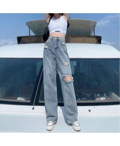 Gidyq Streetwear Ripped Jeans Women Fashion Loose Wide Leg Pants Summer Casual All Match Female Korean Straight Denim Trouser...