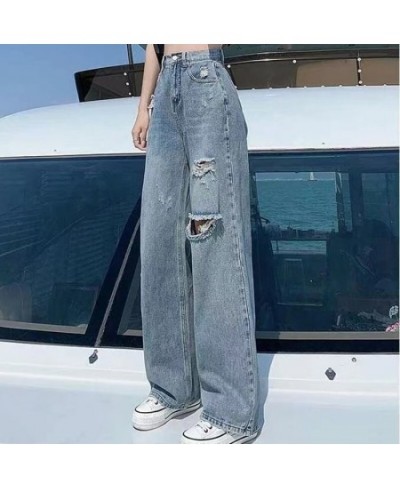 Gidyq Streetwear Ripped Jeans Women Fashion Loose Wide Leg Pants Summer Casual All Match Female Korean Straight Denim Trouser...