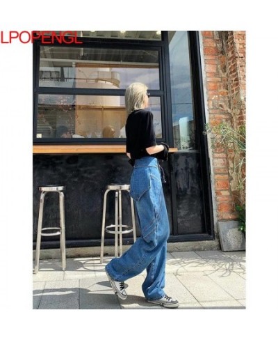 Blue Irregular High-waist Straight-leg Cotton Jeans Loose Retro High-quality Mopping Women Trousers Harajuku Two-piece Suit $...