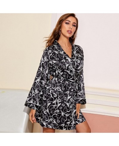 Elegant Satin Cardigan Women Bathrobes Fashion Female Autumn Pijama Winter Pijamas Sleepdress Printed Nightwear $34.05 - Slee...