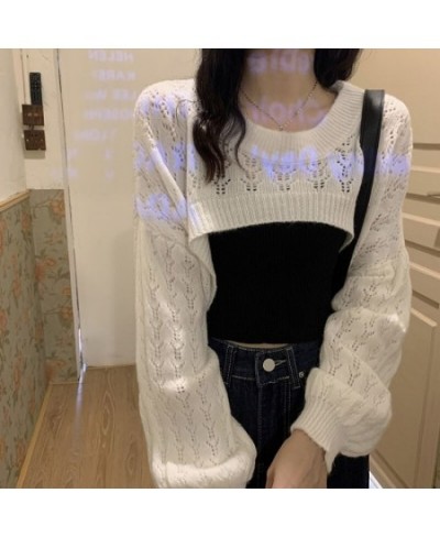 2023 Autumn Women Solid Sweater O-Neck Cropped Sweater Pullover Crop Top Super Cropped Sweaters Shirts For Female $24.98 - Sw...