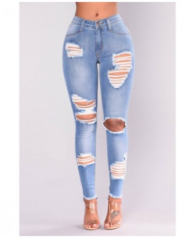 Women Ripped Jeans Pants Y2K Stretch Skinny Hole Denim Pencil Pants Slim Fit Casual High Waist Female Distressed Jeans Trouse...