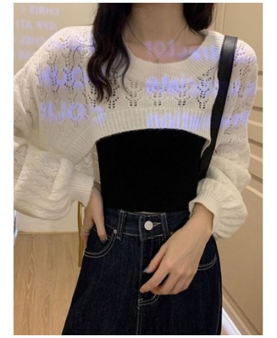 2023 Autumn Women Solid Sweater O-Neck Cropped Sweater Pullover Crop Top Super Cropped Sweaters Shirts For Female $24.98 - Sw...