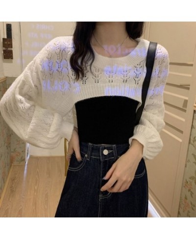 2023 Autumn Women Solid Sweater O-Neck Cropped Sweater Pullover Crop Top Super Cropped Sweaters Shirts For Female $24.98 - Sw...