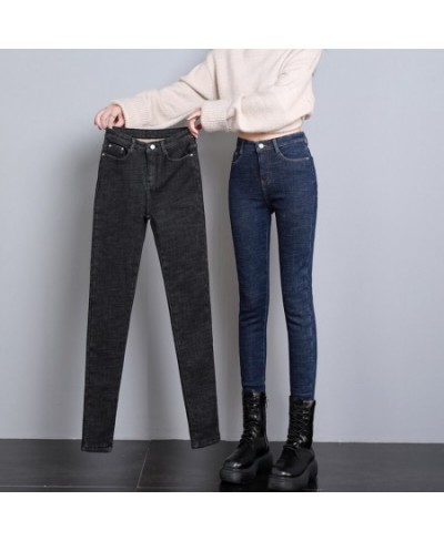 Women Thick Velvet High Waist Skinny Jeans Thermal Jeans Winter Warm Plush Stretch Snow Jeans Lady Denim Pants Casual Trouser...