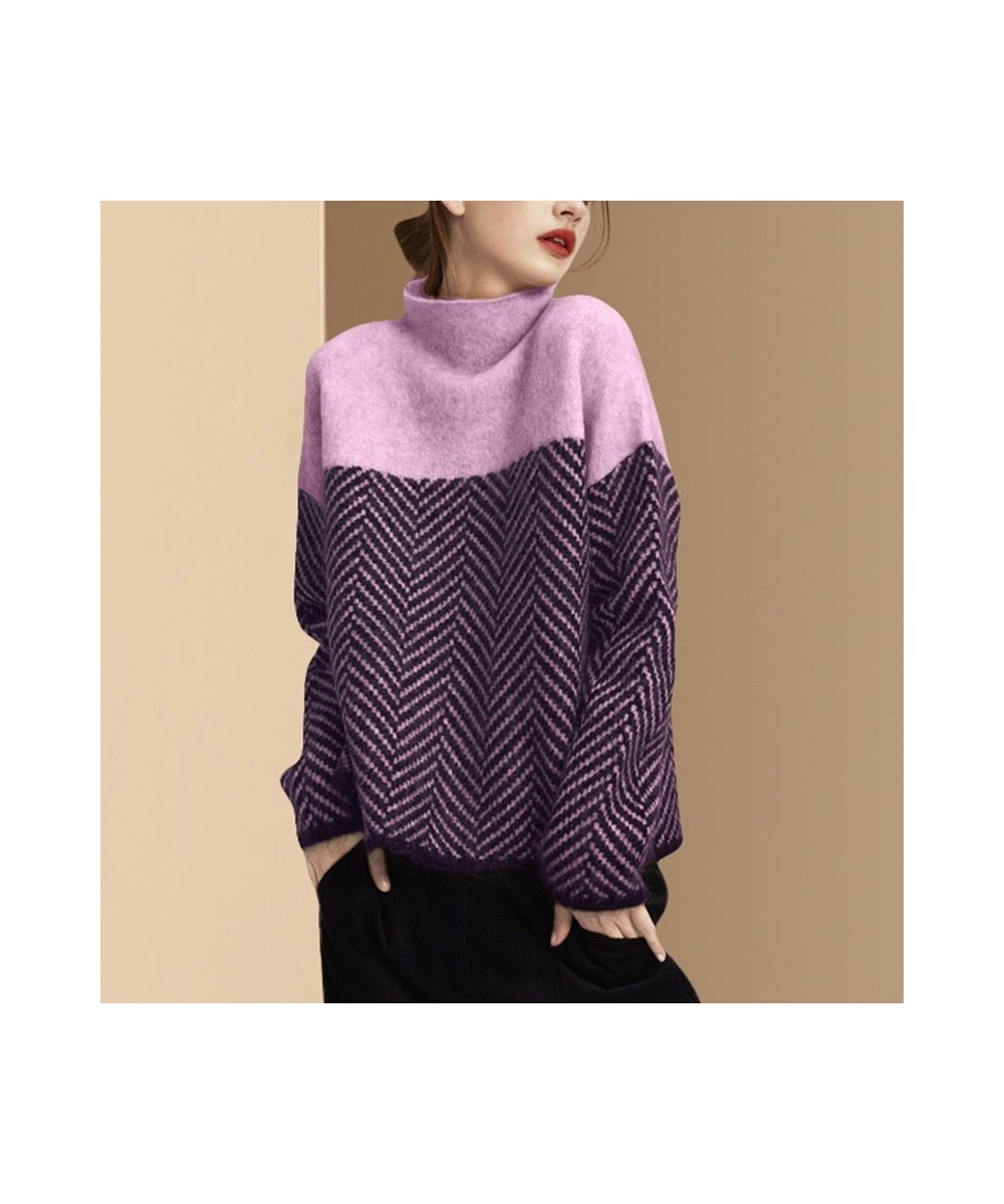 Fashion Turtleneck Spliced All-match Striped Sweater Women's Clothing 2022 Autumn New Casual Pullovers Loose Korean Tops $44....