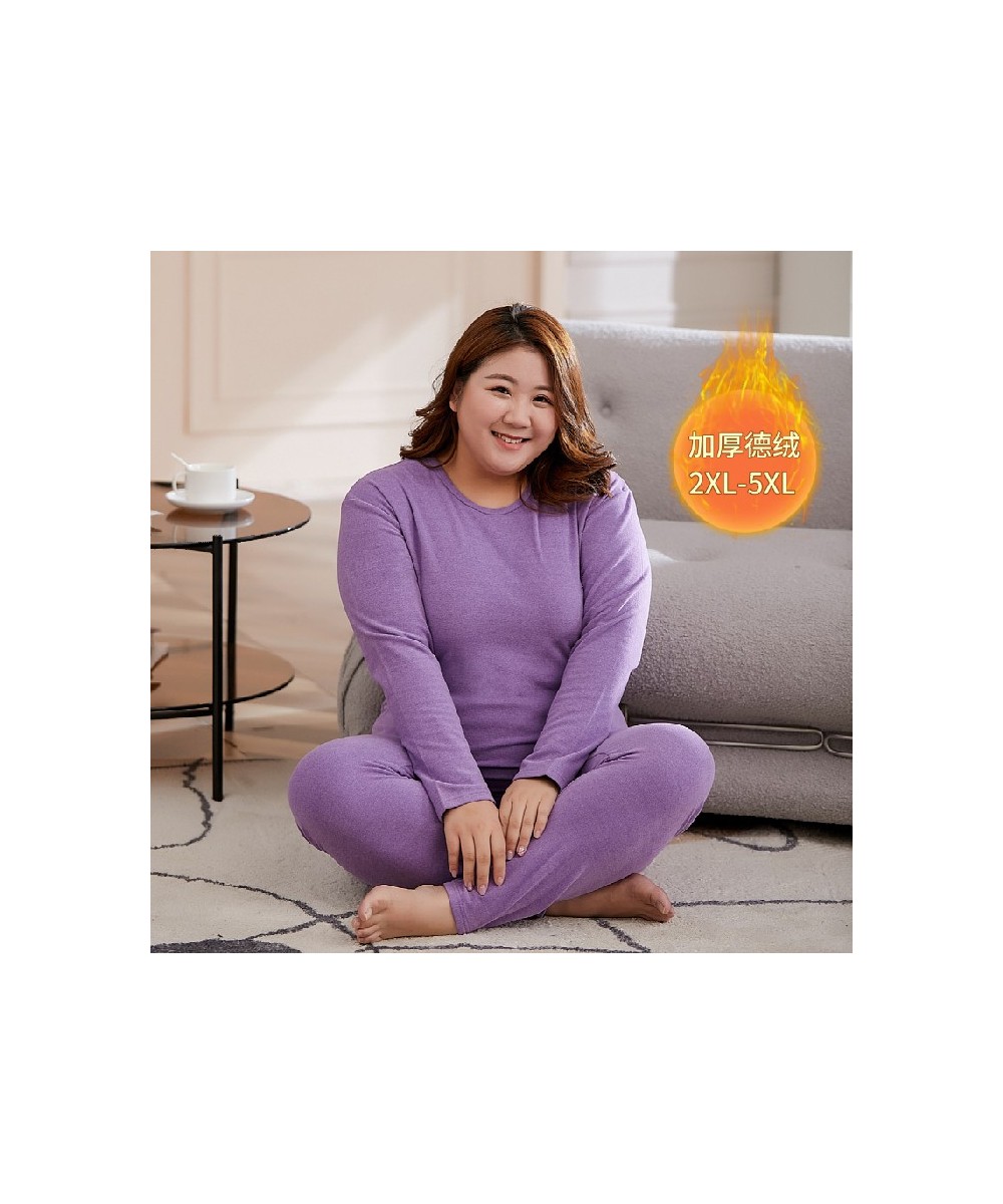 Solid 2xl-5xl Winter Women's Underwears Set Fleece Thermal Underwear Set Winter Thick Warm Long Johns Shirts Tops Keep Warm S...