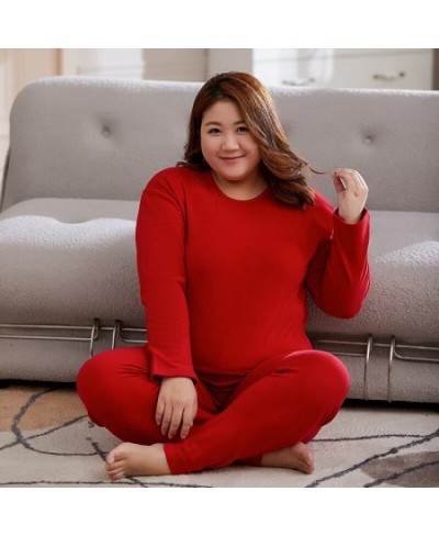 Solid 2xl-5xl Winter Women's Underwears Set Fleece Thermal Underwear Set Winter Thick Warm Long Johns Shirts Tops Keep Warm S...