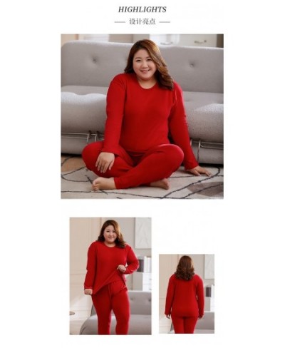 Solid 2xl-5xl Winter Women's Underwears Set Fleece Thermal Underwear Set Winter Thick Warm Long Johns Shirts Tops Keep Warm S...