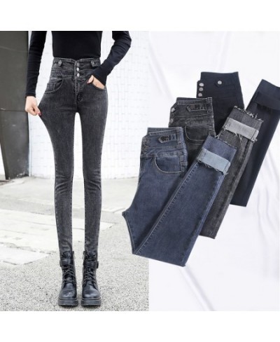 2022 Autumn Winter High Waisted Warm Jeans Womens Slim Pencil Skinny Pant Fashion Korean Casual Fashion Vintage Womens Jeans ...