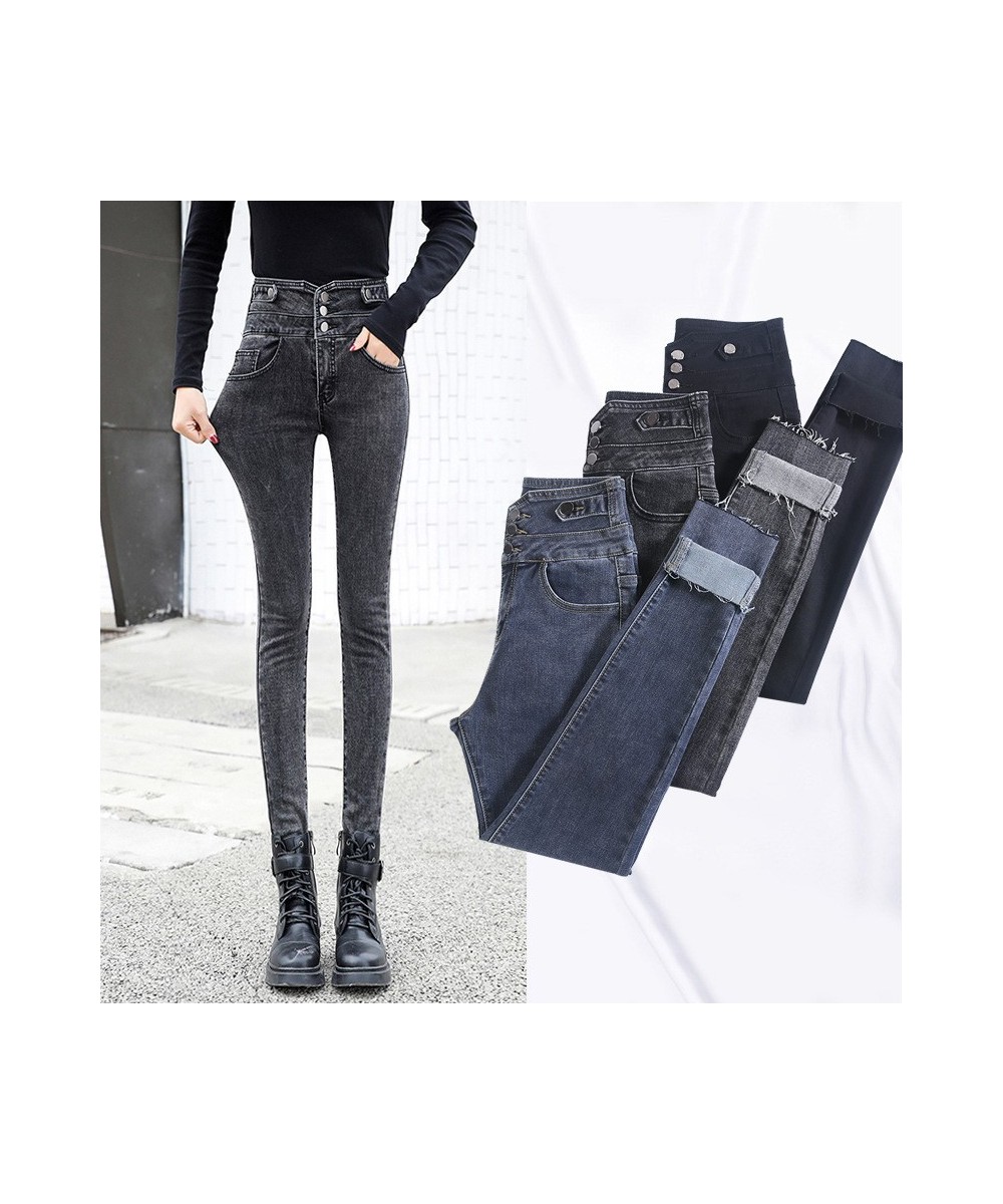 2022 Autumn Winter High Waisted Warm Jeans Womens Slim Pencil Skinny Pant Fashion Korean Casual Fashion Vintage Womens Jeans ...