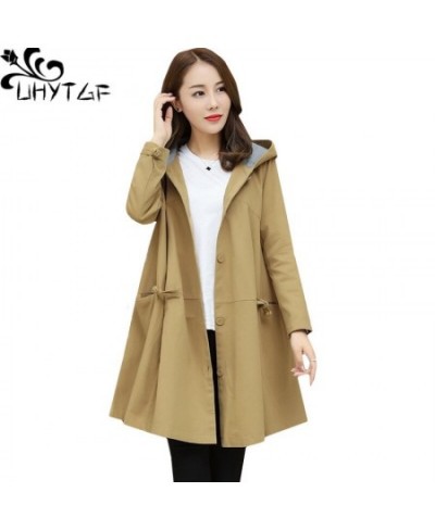 Fashion Korean Oversized outerwear women Hooded Long sleeve spring autumn trench coat thin elegant Ladies Basic coats1336 $61...