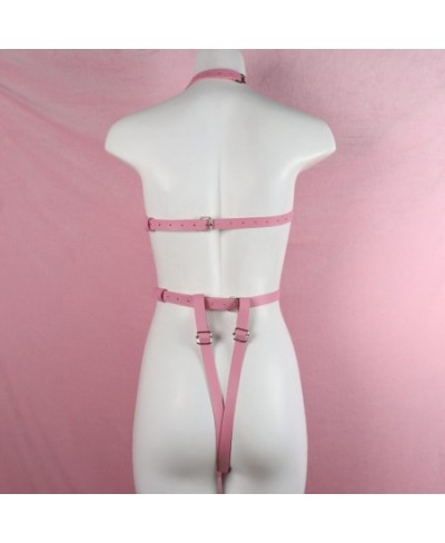 Sexy Body Harness Women Underwear Pink PU Leather Garter Belt Bondage Lingerie Cage Pastel Goth Punk Suspenders Rave Sword $2...