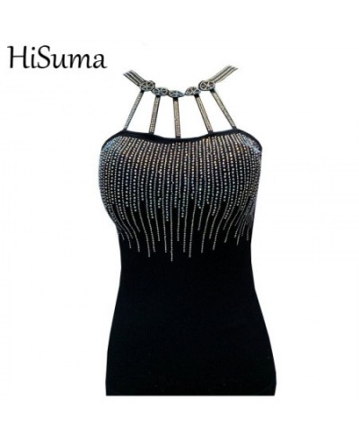 Summer Halter Strapless Women Bling Sequin Rhinestone Crystal Tassels Basic Shirt Lady Elastic Slim Pullover Blouse Tops $31....