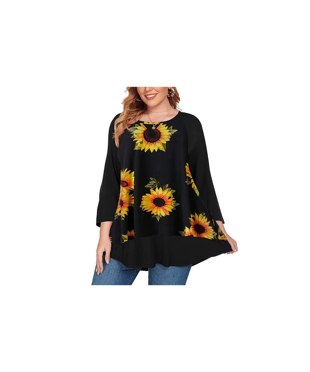 Women Plus Size Blouses Three Quarter Sleeve Retro Floral Print Vintage Blouse Tee Shirt Loose Oversized Ladies Fall Tops $55...