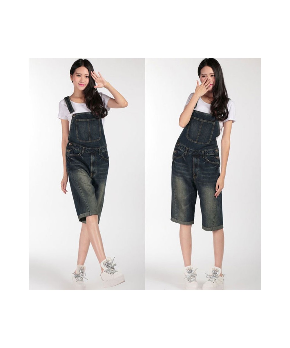 2023 New Modis Large size Loose Denim Overalls Ladies Strap Five pants / jumpsuit Ladies High waist jeans Size S-4XL $100.24 ...