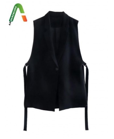 2022 Autumn Women Casual Single Button Waistcoats Vents Side Ribbons Sleeveless Blazers Female Chic Vest Gilets $43.58 - Jack...