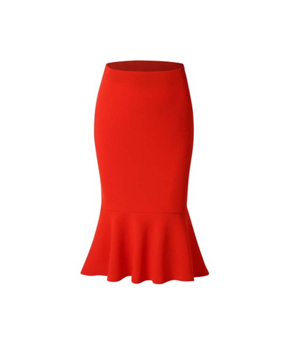 2023 New Skirts Women's Spring Autumn Elastic High Waist Ruffles Skirts Woman Hip Trumpet Skirt Mermaid $25.08 - Skirts