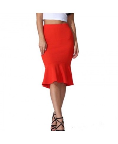 2023 New Skirts Women's Spring Autumn Elastic High Waist Ruffles Skirts Woman Hip Trumpet Skirt Mermaid $25.08 - Skirts