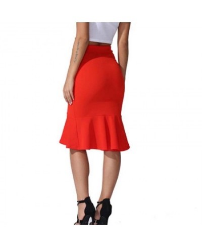 2023 New Skirts Women's Spring Autumn Elastic High Waist Ruffles Skirts Woman Hip Trumpet Skirt Mermaid $25.08 - Skirts