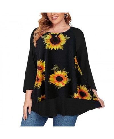 Women Plus Size Blouses Three Quarter Sleeve Retro Floral Print Vintage Blouse Tee Shirt Loose Oversized Ladies Fall Tops $55...