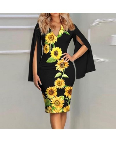 Spring Summer Party Dress Women Elegant Flower Print Bodycon Dresses For Women V Neck Office Dress 2023 $44.40 - Dresses